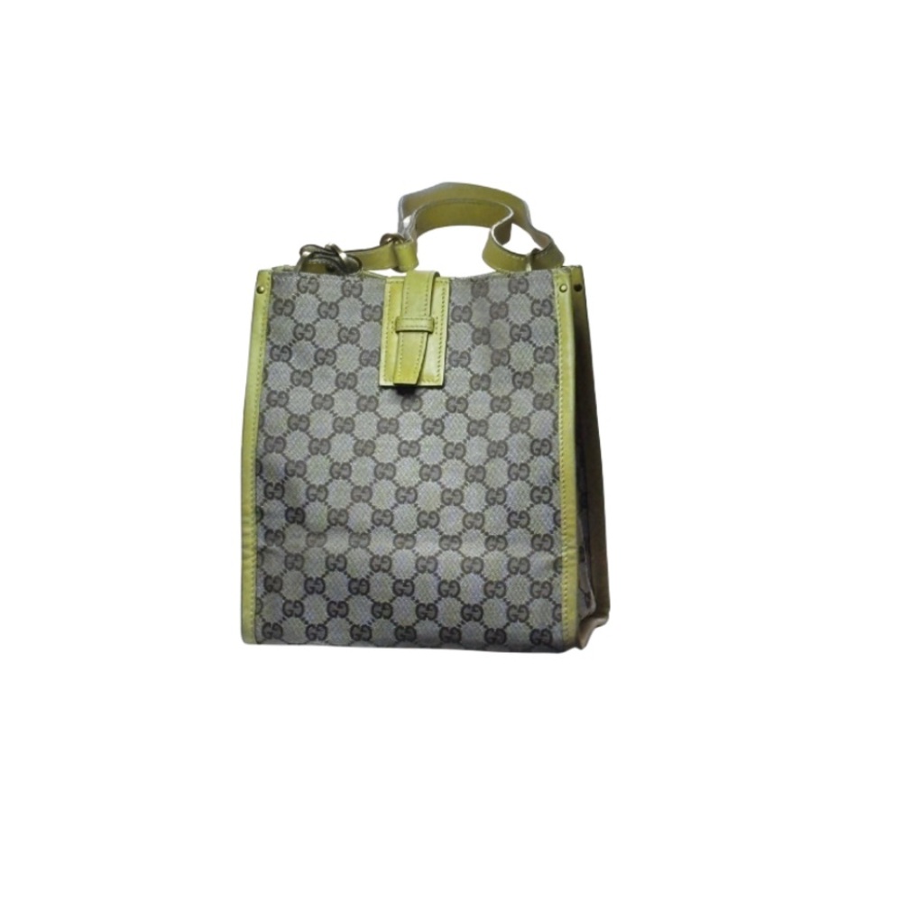 GUCCI GG Canvas Shoulder Bag Beige Yellow - Picture 2 of 12